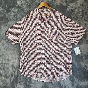 NWT LuLaRoe ~ Art to Wear ~ Red White Blue Button Up Shirt 3XL Mens Patriotic